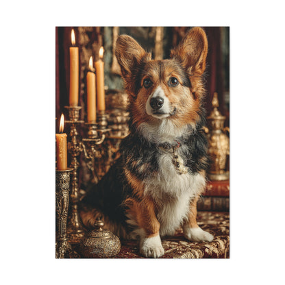 Candlelit Royal Corgi Portrait Wall Art & Canvas Print