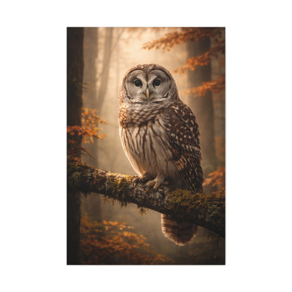 Barred Owl Autumn Forest Portrait Wall Art & Canvas Print