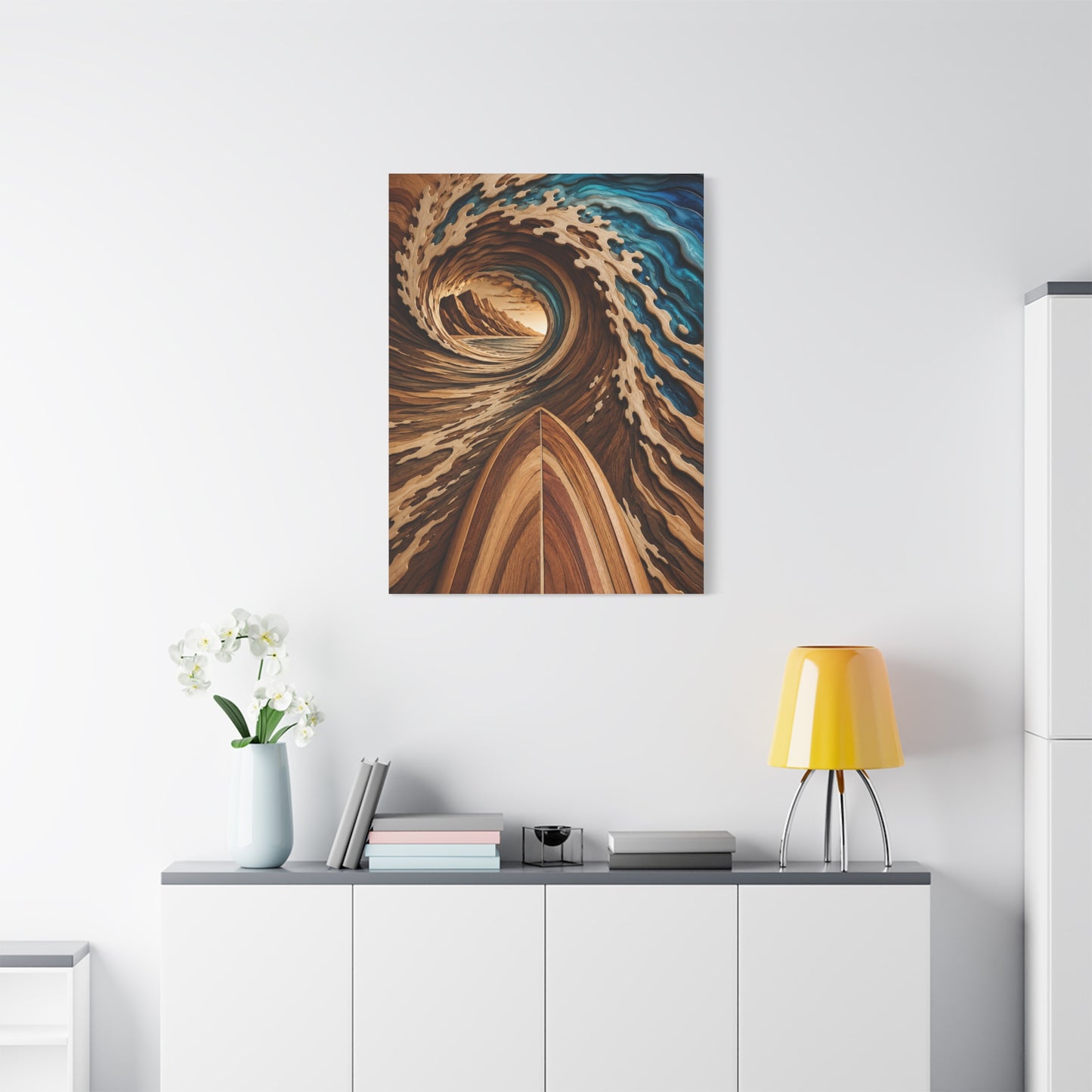 Surfboard Perspective Wooden Wave Tunnel Wall Art & Canvas Print