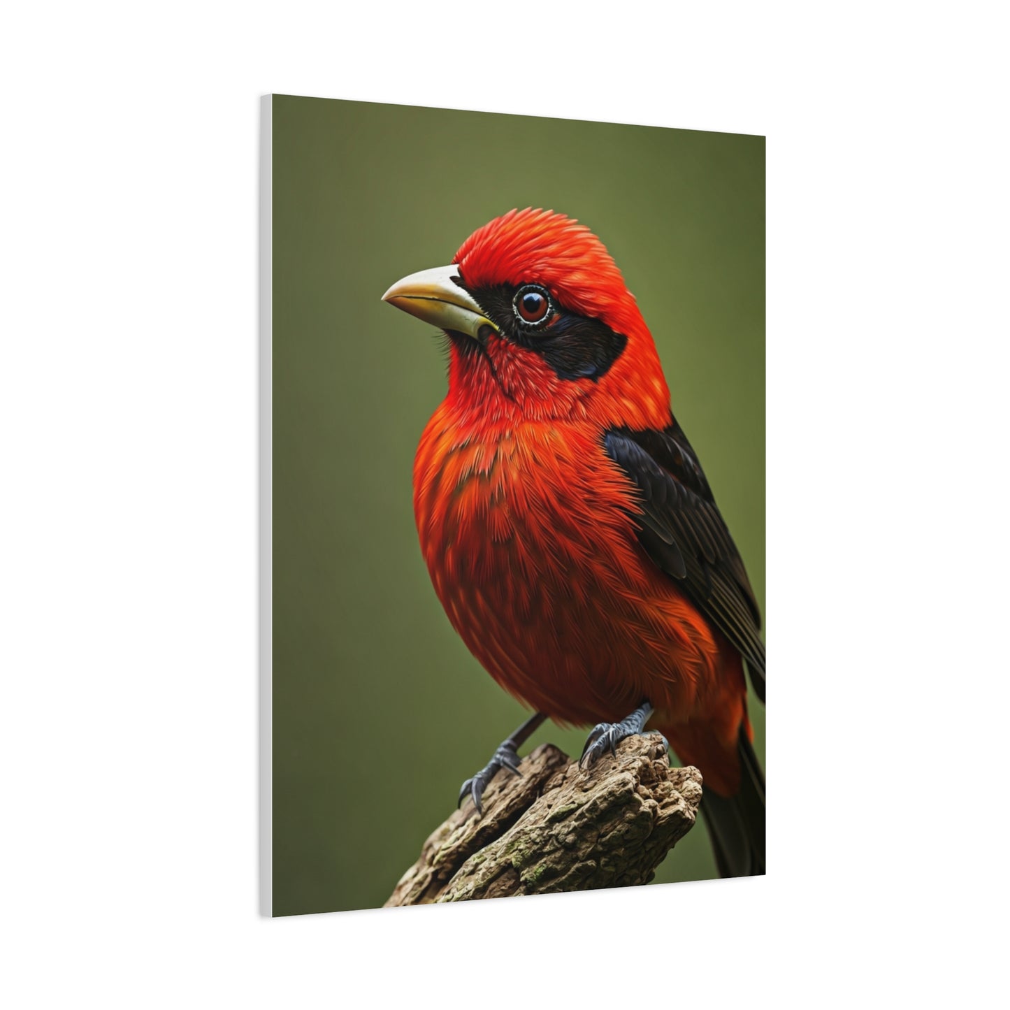Scarlet Tanager Perched on Forest Branch Wall Art & Canvas Print