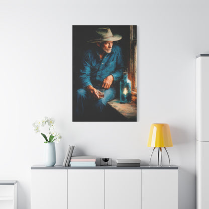 Whiskey Window Cowboy Painting Wall Art & Canvas Print