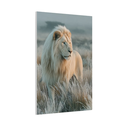 White Lion Frosted Grass Portrait Wall Art & Canvas Print