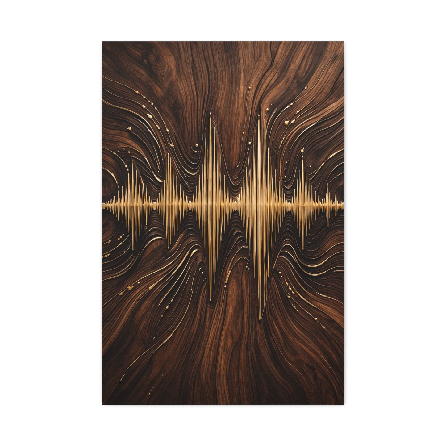 Golden Acoustic Wave Wood Composition Wall Art & Canvas Print