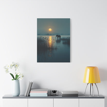 Moonlit Elephant Lake Reflection Wall Art & Canvas Print