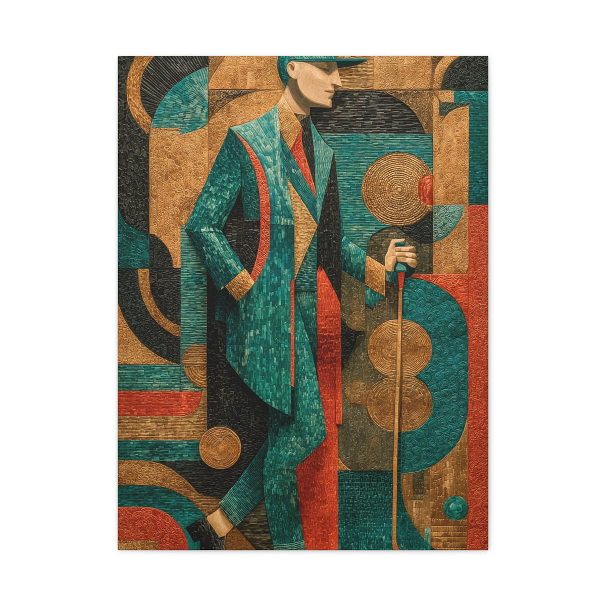 Art Deco Golfer Graphic Composition Wall Art & Canvas Print