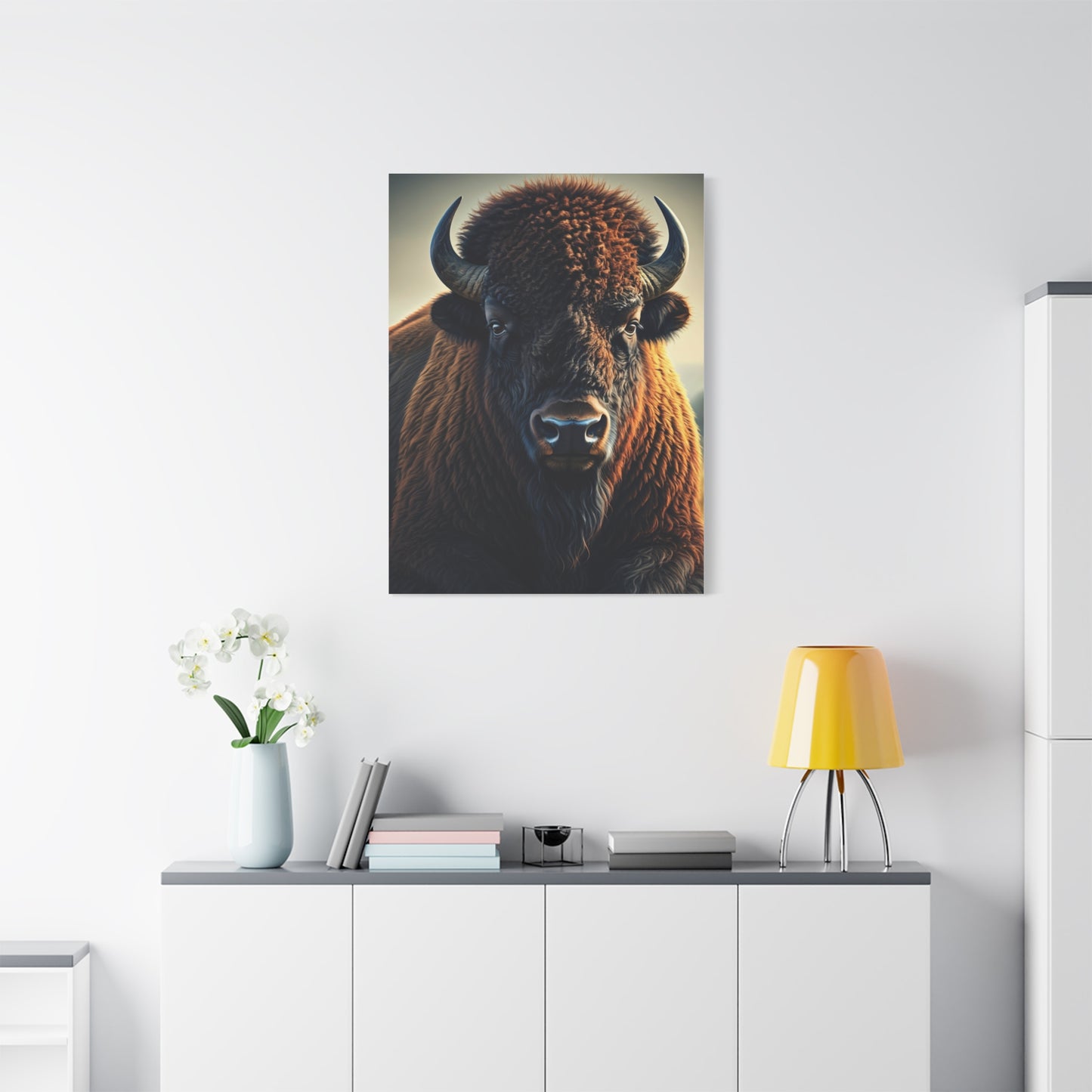 Classic Frontal American Bison Portrait Wall Art & Canvas Print