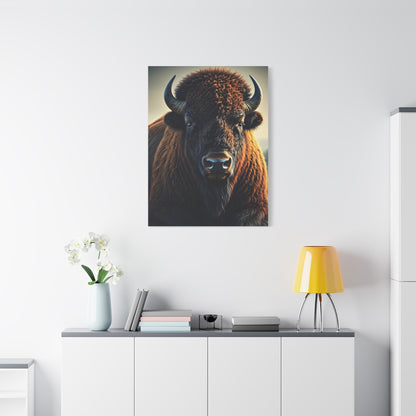 Classic Frontal American Bison Portrait Wall Art & Canvas Print