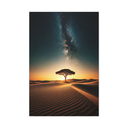Lone Acacia Under the Cosmic Sky Wall Art & Canvas Prints
