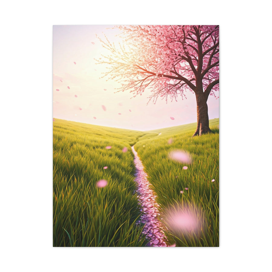 Dreamy Sakura Petal Meadow Path Wall Art & Canvas Prints