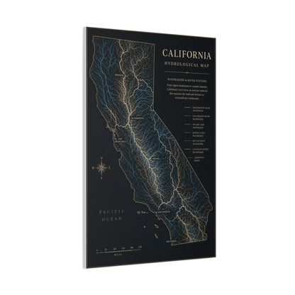 California Hydrological Watershed Map Wall Art & Canvas Print