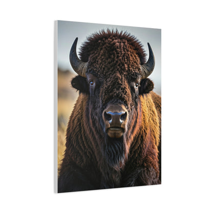 Symmetrical American Bison Portrait with Overcast Lighting Wall Art & Canvas Print