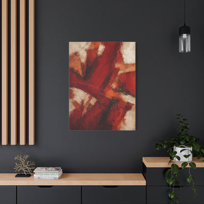 Abstract Crimson Cross Composition Wall Art & Canvas Print