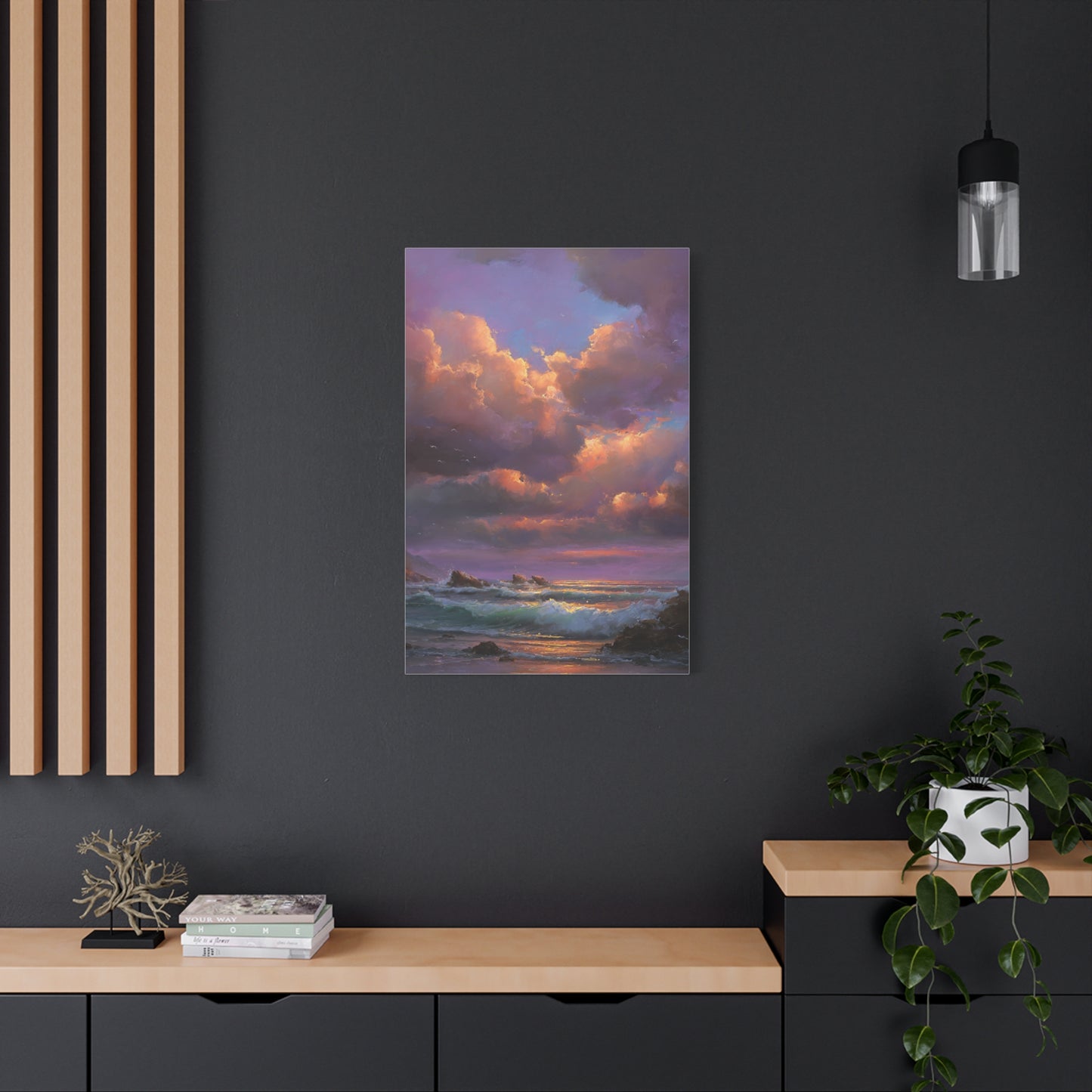 Painterly Coastal Sky and Rolling Waves Wall Art & Canvas Print