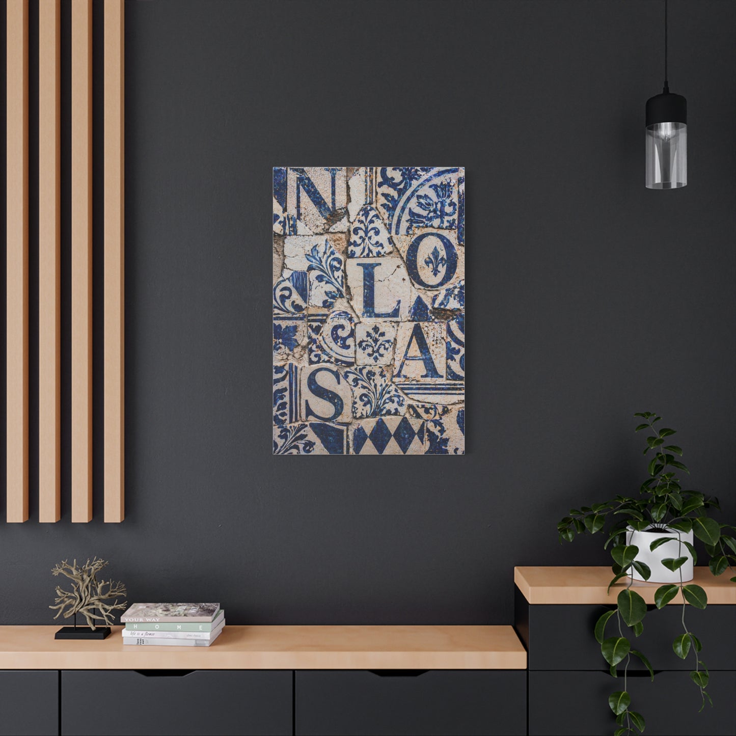 Blue Tile Mosaic Letter Composition Wall Art & Canvas Print