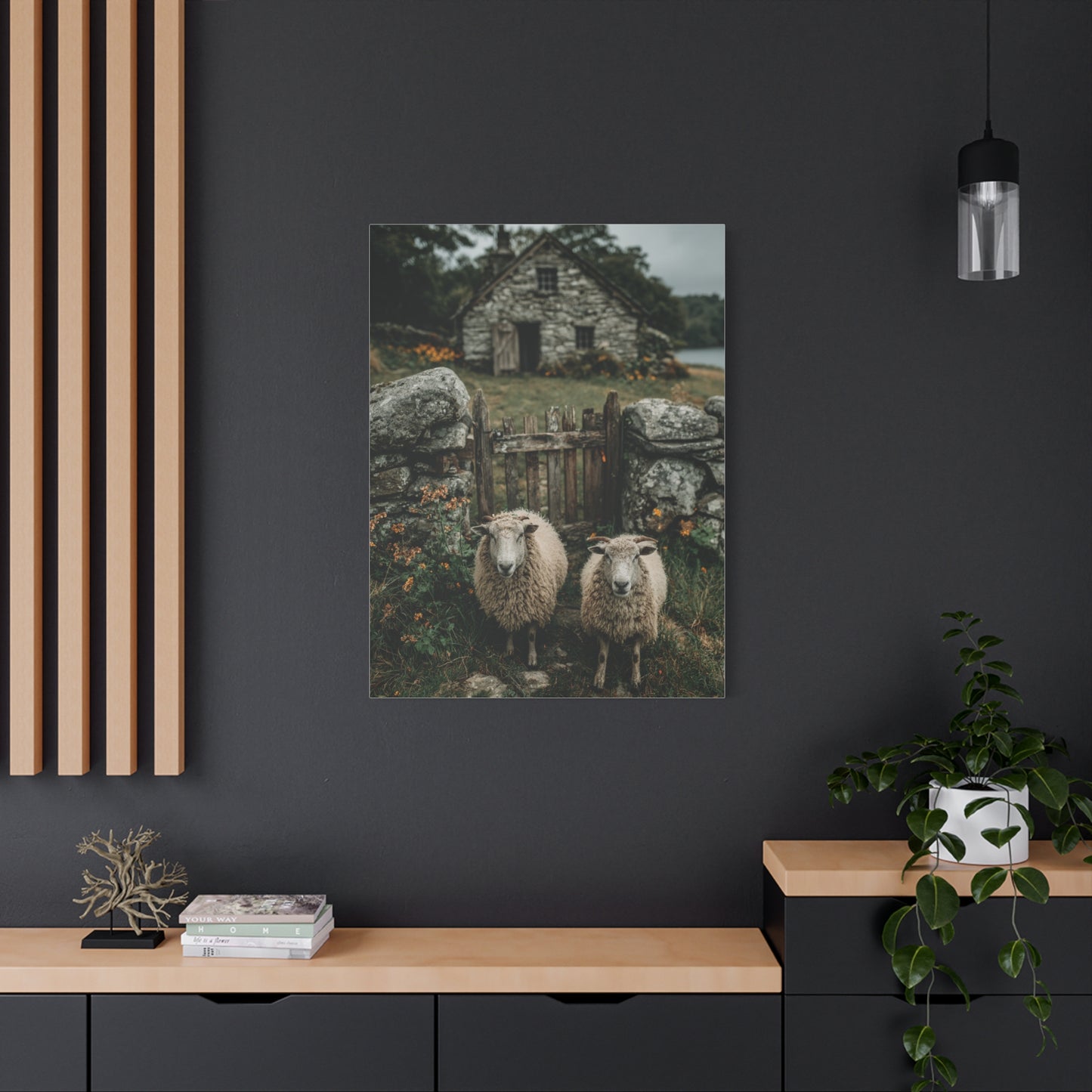 Sheep at Farmhouse Gate Wall Art & Canvas Print