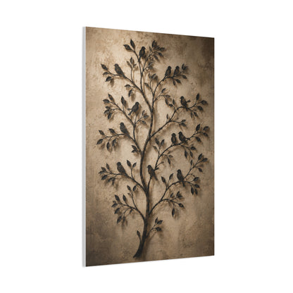 Minimal Metal Branch Birds Silhouette Trees Wall Art & Canvas Print