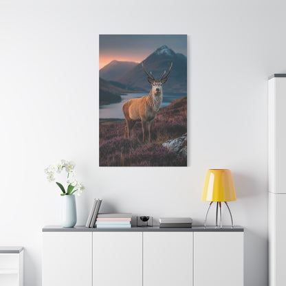 Scottish Highland Sunrise Stag Wall Art & Canvas Print