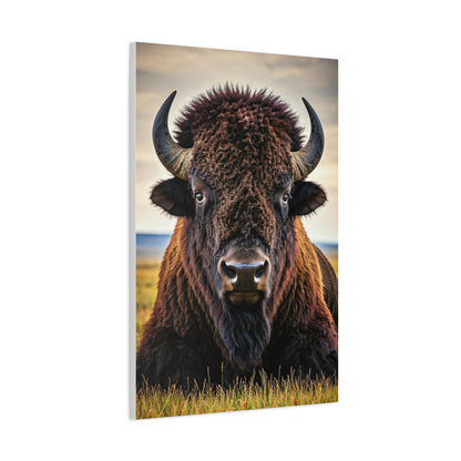Symmetrical Prairie Bison Frontal Portrait Wall Art & Canvas Print