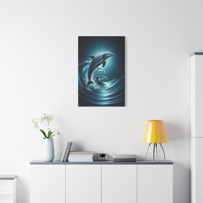 Dolphin Leaping Through Blue Ocean Waves Wall Art & Canvas Prints