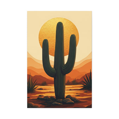 Golden Sun Desert Saguaro Landscape Wall Art & Canvas Prints