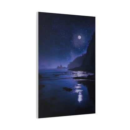 Moonlit Starry Coastline Wall Art & Canvas Print