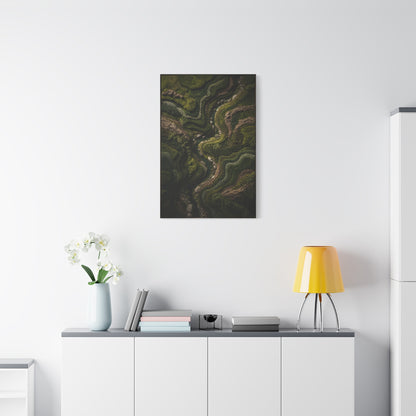 Topographic Moss River Landscape Wall Art & Canvas Print