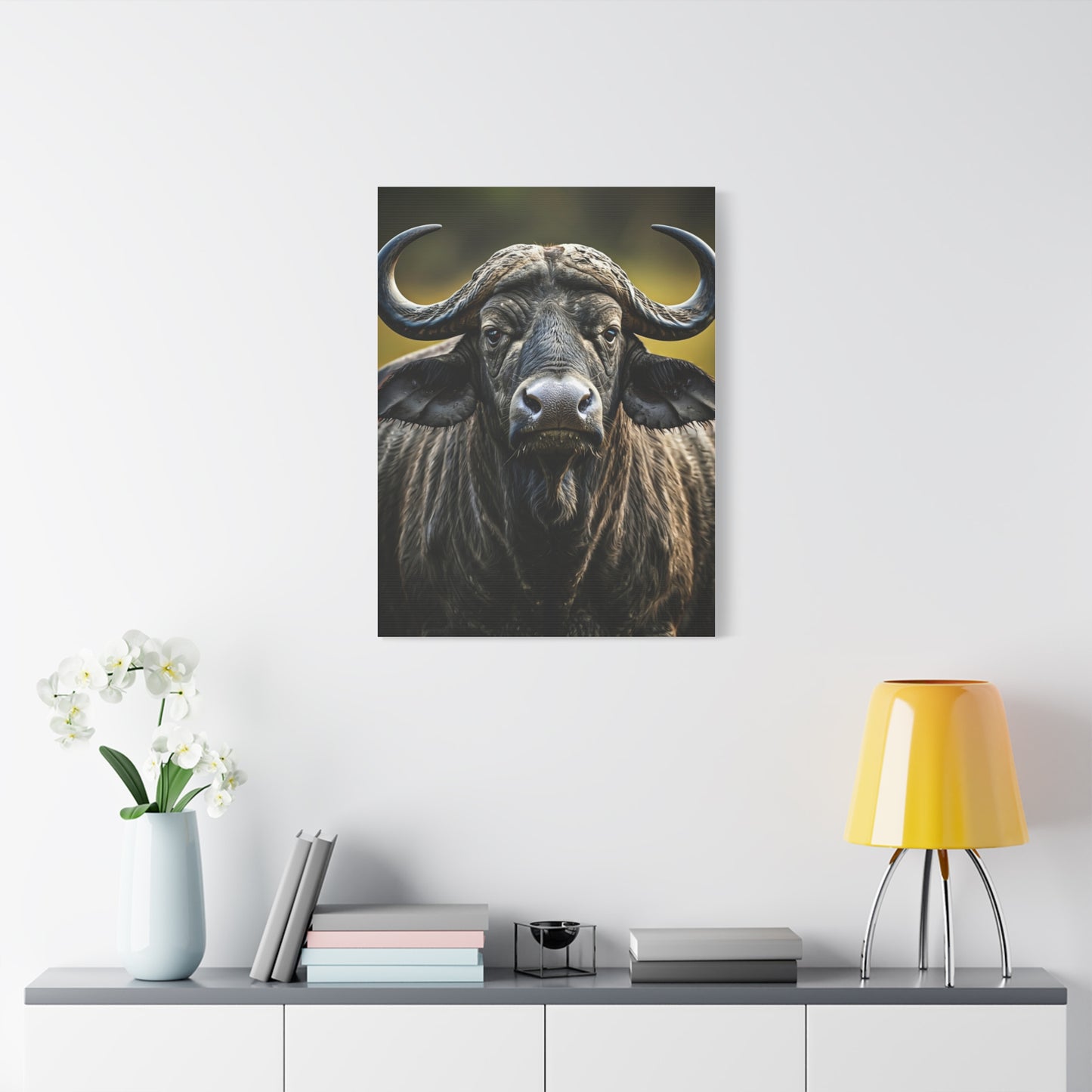 Golden Rim-Lit Buffalo Portrait Wall Art & Canvas Print