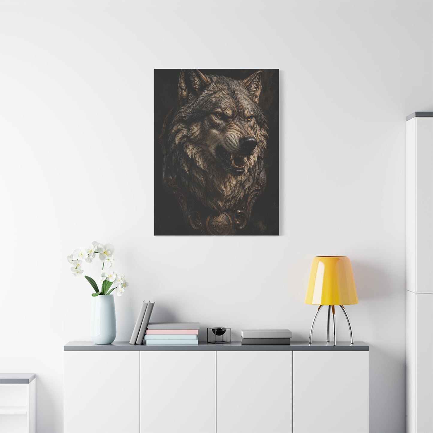 Baroque Gothic Wolf Head Sculpture Portrait Wall Art & Canvas Print