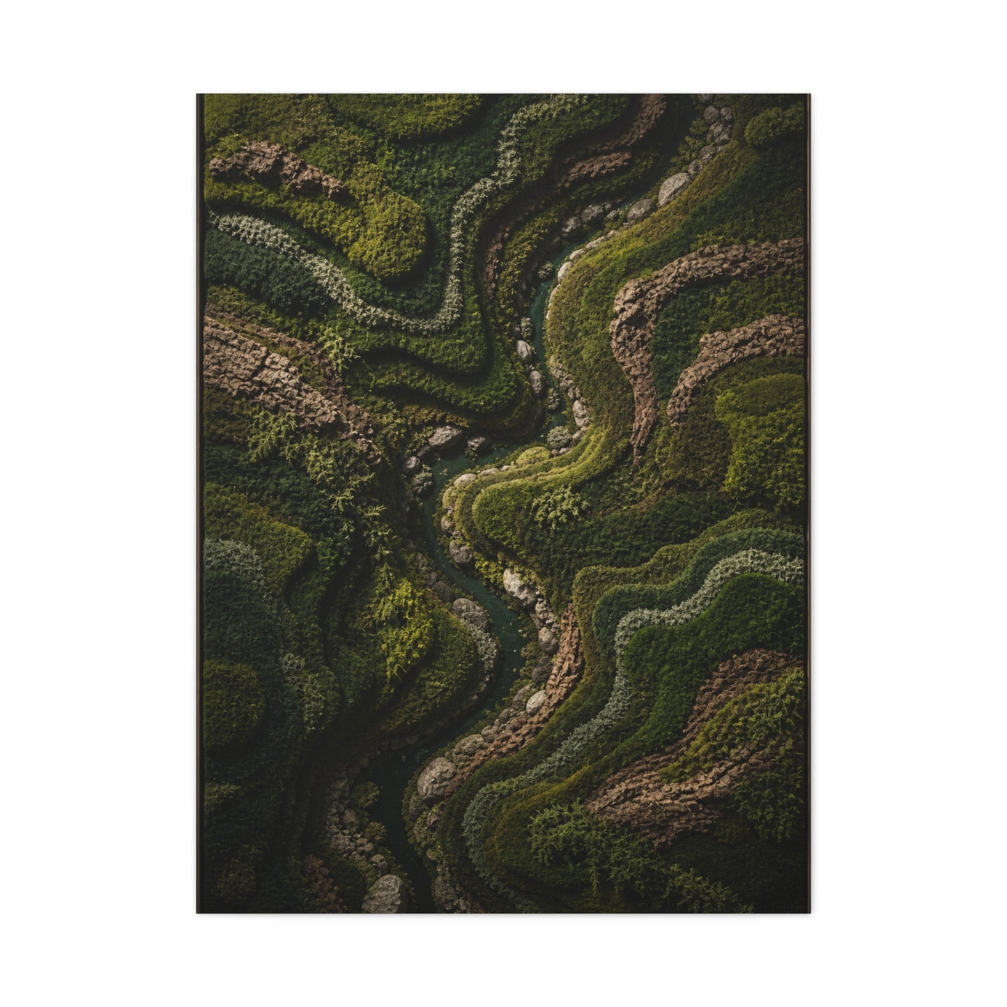 Topographic Moss River Landscape Wall Art & Canvas Print
