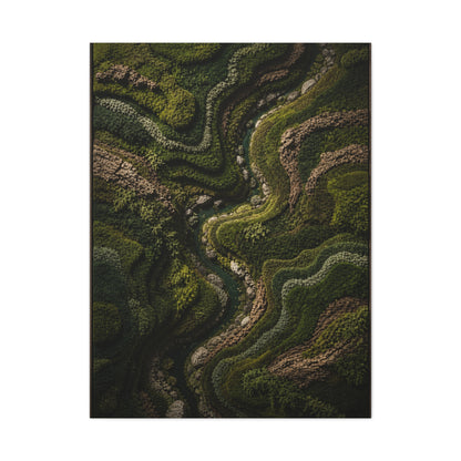 Topographic Moss River Landscape Wall Art & Canvas Print