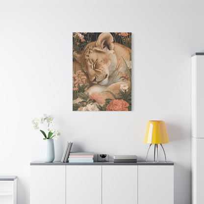 Lion Cub Floral Dream Portrait Wall Art & Canvas Print