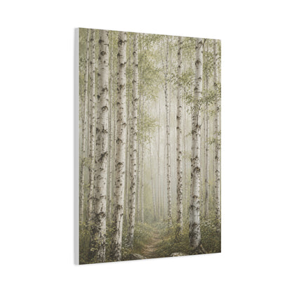Light Birch Woodland Minimal Landscape Trees Wall Art & Canvas Print