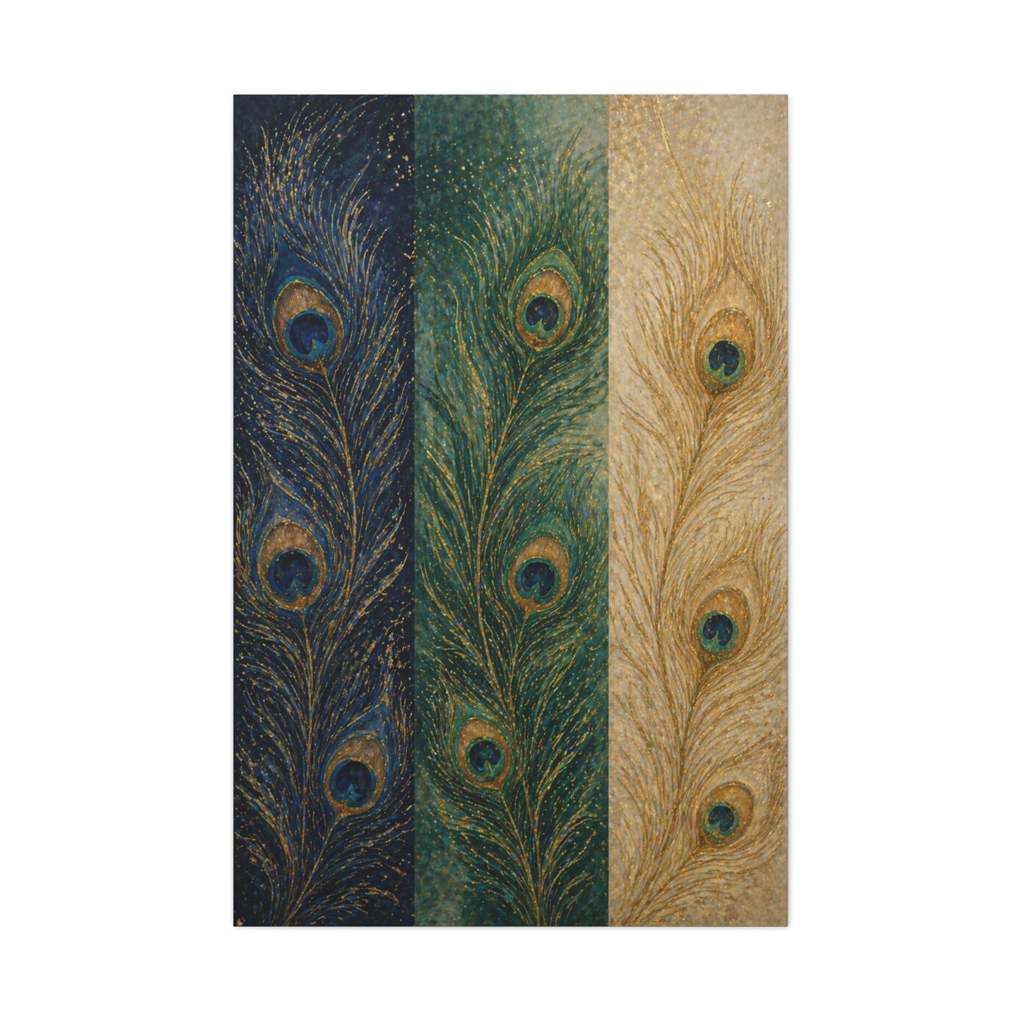 Peacock Feather Triptych Harmony Wall Art & Canvas Print