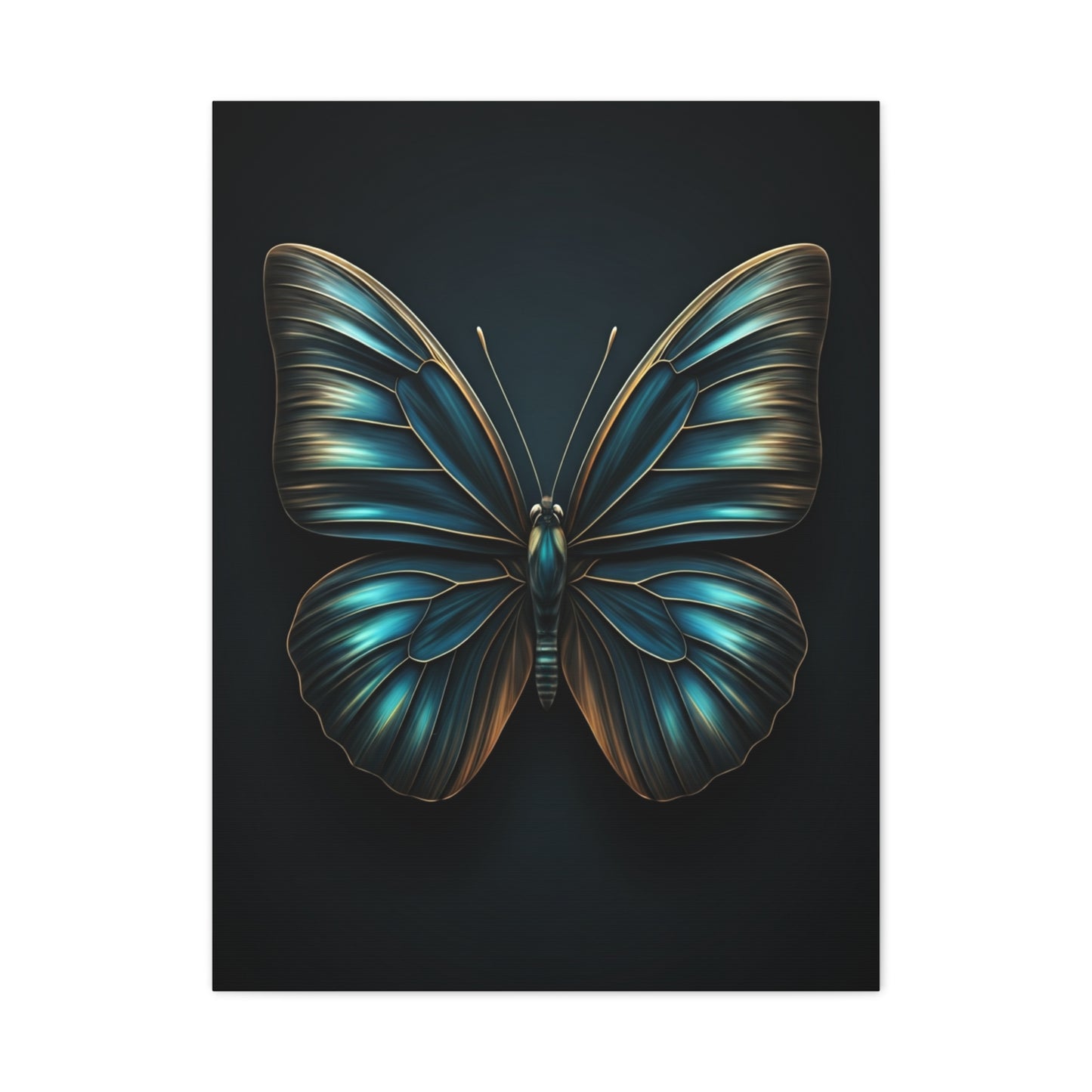 Midnight Blue Butterfly Symmetry Portrait Wall Art & Canvas Prints