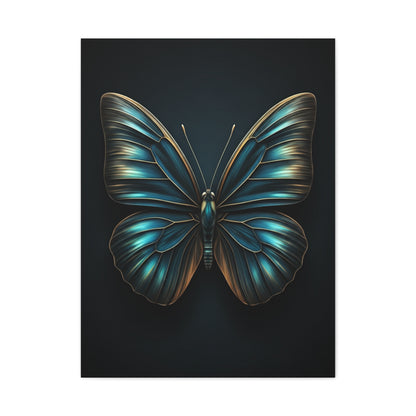 Midnight Blue Butterfly Symmetry Portrait Wall Art & Canvas Prints