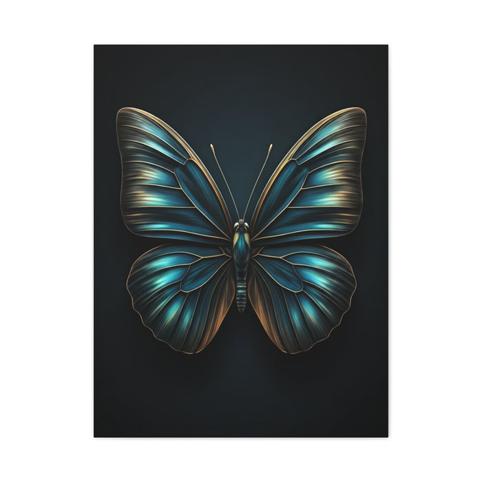 Midnight Blue Butterfly Symmetry Portrait Wall Art & Canvas Prints