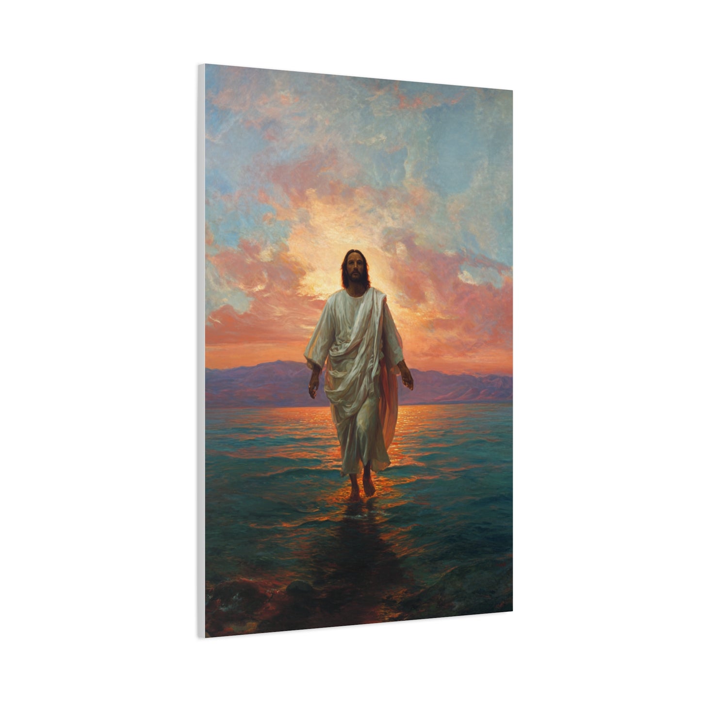 Jesus Walking on the Sea at Sunset Wall Art & Canvas Print