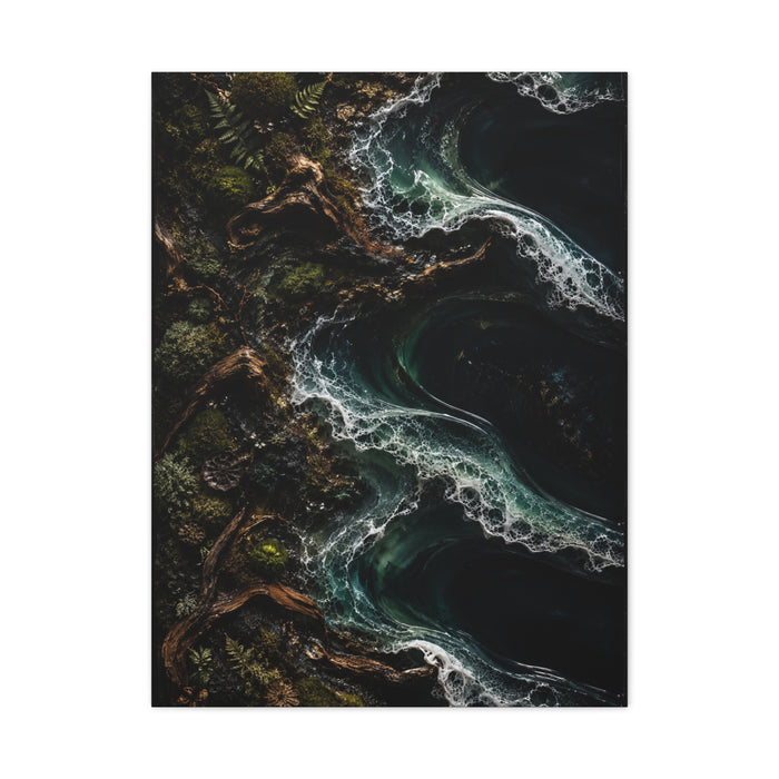 Dark Biophilic Coastal Wave Composition Wall Art & Canvas Print