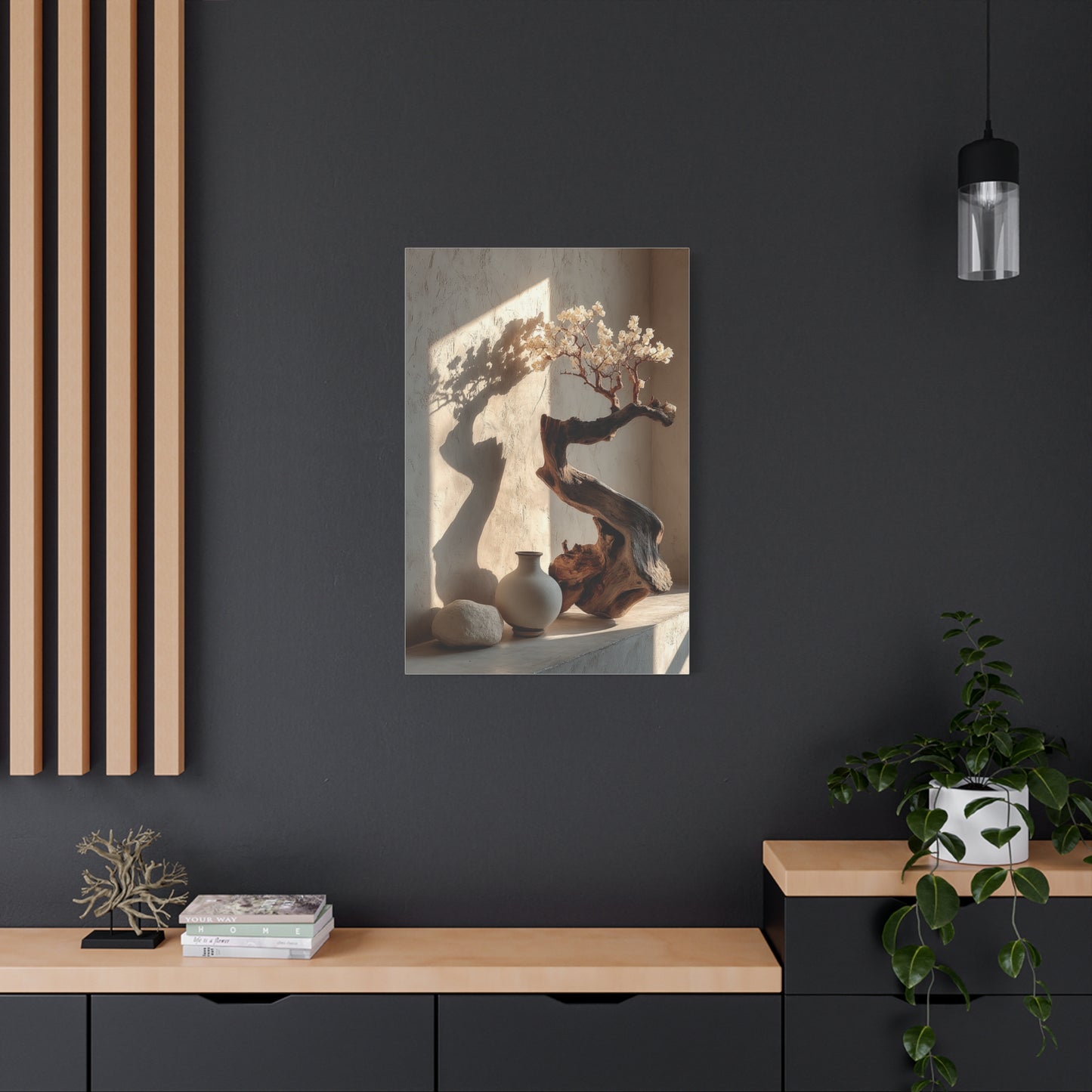 Sculptural Driftwood Bonsai Wall Art & Canvas Print