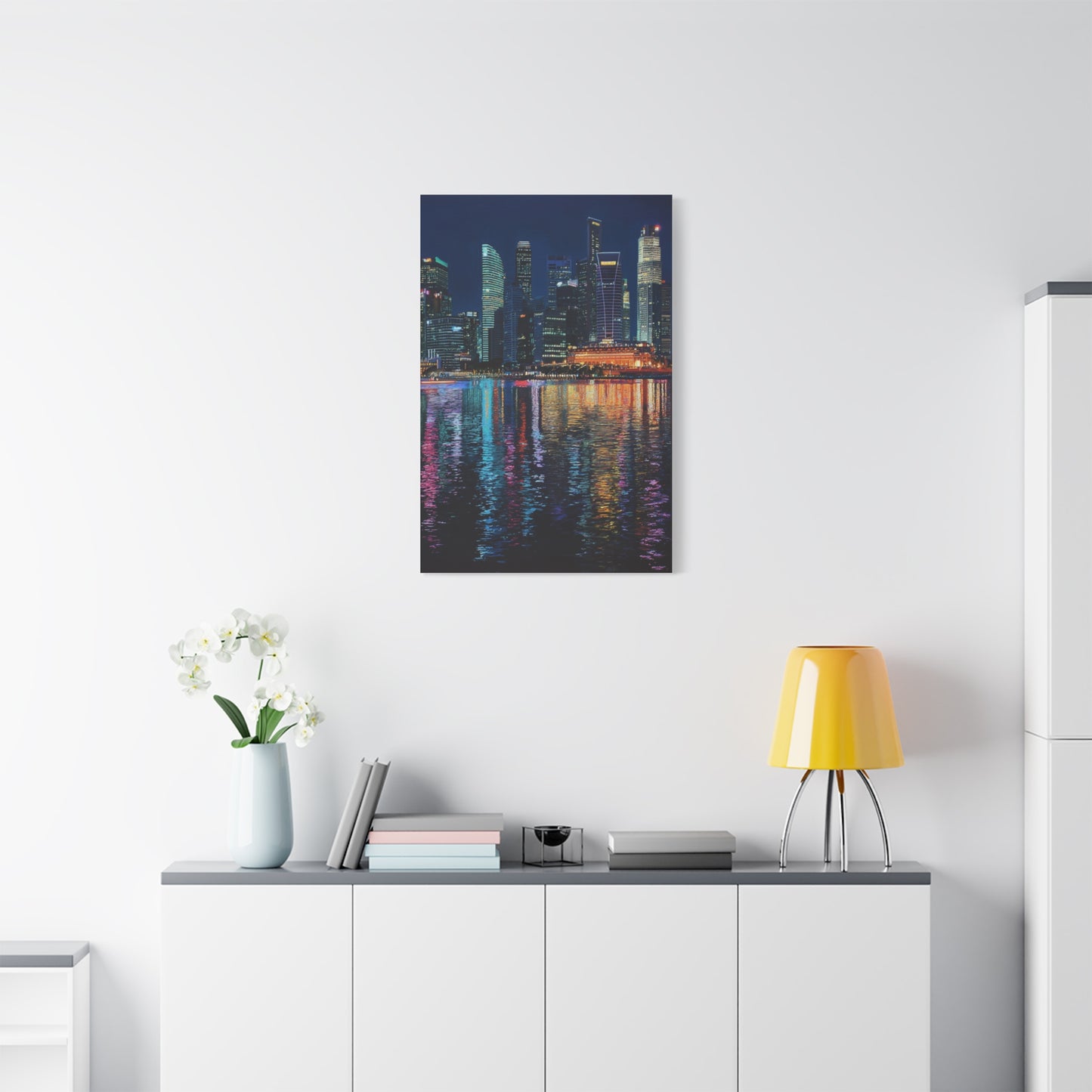 Singapore Skyline Marina Bay Night Reflections Wall Art & Canvas Print