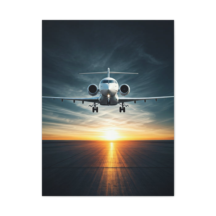 Sunset Runway Lift-Off Jet Wall Art & Canvas Prints
