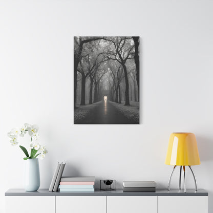 Misty Tree Avenue Monochrome Wall Art & Canvas Print