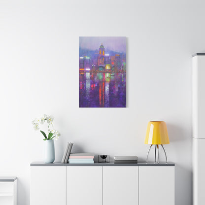 Hong Kong Skyline Neon Harbor Lights Wall Art & Canvas Print