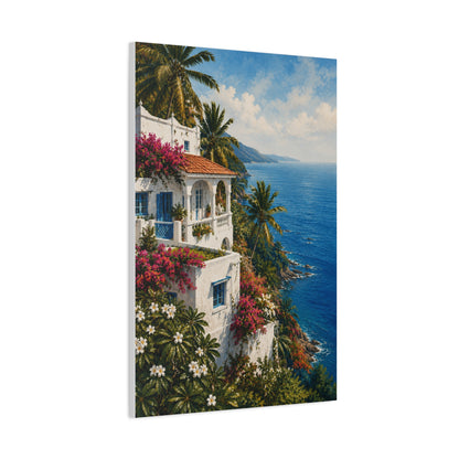 Mediterranean Coastal Villa Escape Tropical Wall Art & Canvas Print