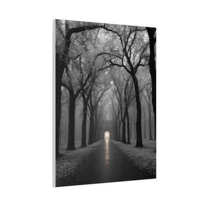 Misty Tree Avenue Monochrome Wall Art & Canvas Print