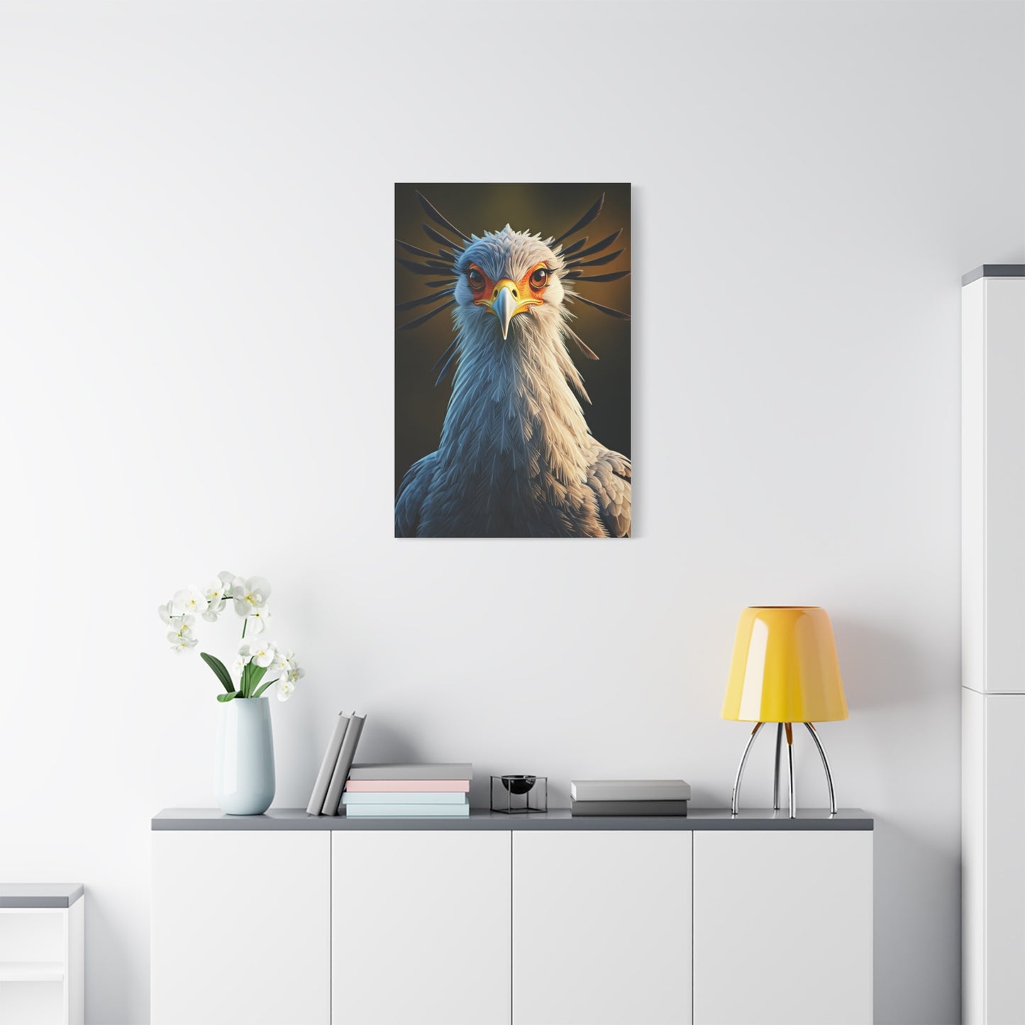 Majestic Secretary Bird Portrait Wall Art & Canvas Prints