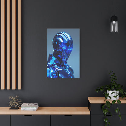 Futuristic Blue Chrome Figure Wall Art & Canvas Prints