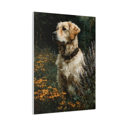 Golden Retriever Wildflower Portrait Wall Art & Canvas Print