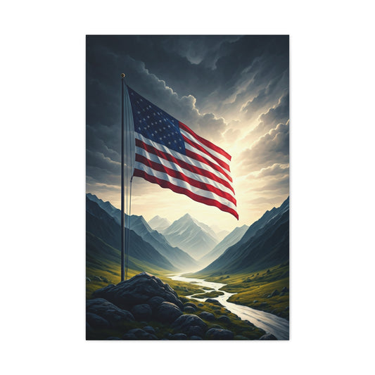 Mountain Freedom Flag Landscape Wall Art & Canvas Prints