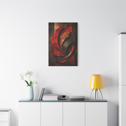 Sculptural Red Metal Wave Composition Wall Art & Canvas Print